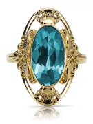 14K Yellow gold Aquamarine Ring Vintage style vrc014y